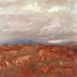 Farnese, Italy, Stormy Sunset, oil on board