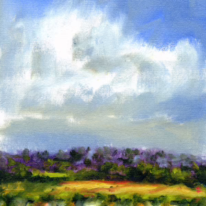 Italy olive groves orange and blue oil painting