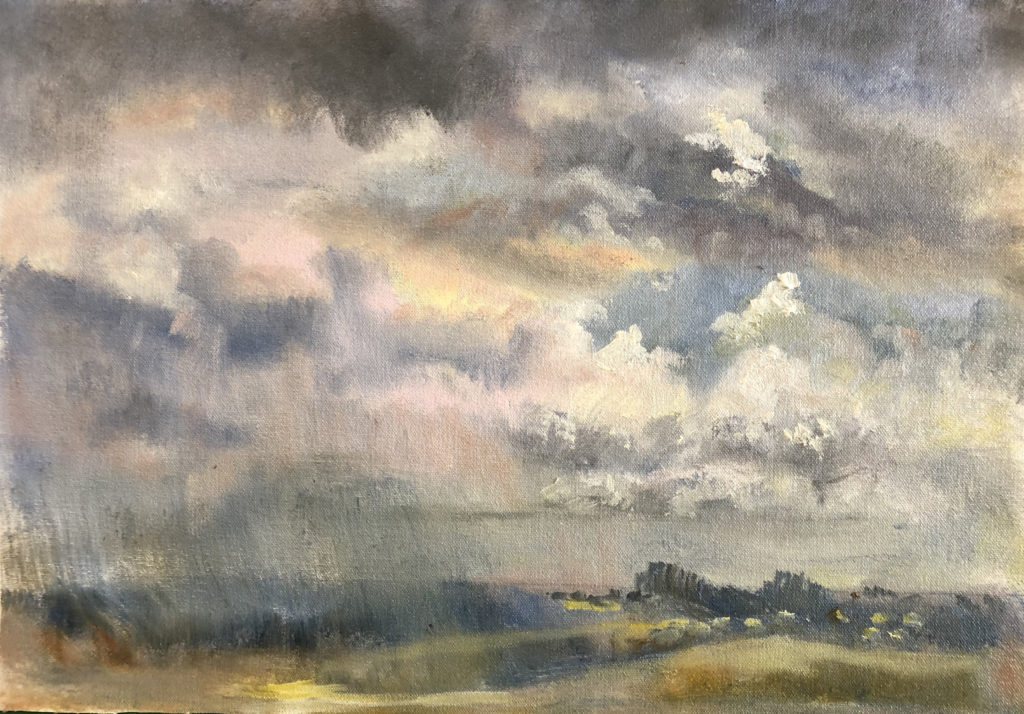 Passing Thunderstorm Farnese, oil on canvas, 12” x 16”