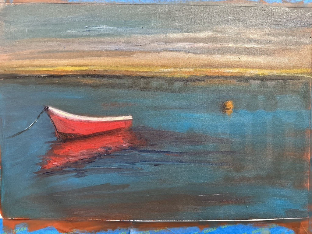 Red Boat in Southport Harbor