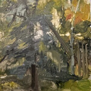 weir farm trees abstract oil painting on aluminum