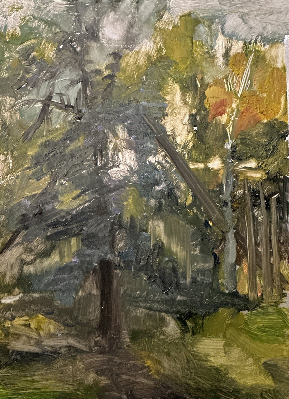weir farm trees abstract oil painting on aluminum