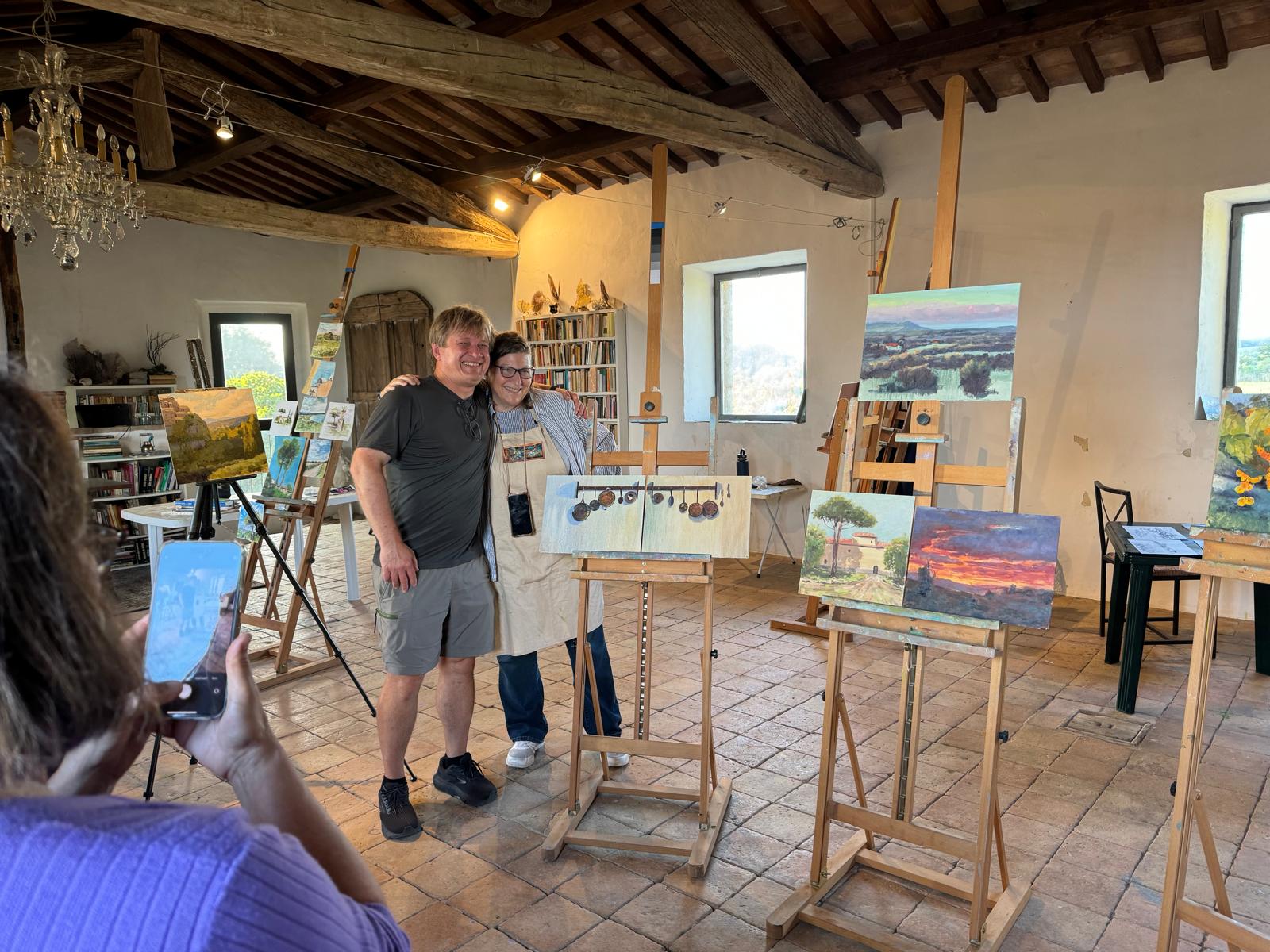 Jill with Student in Italy Studio