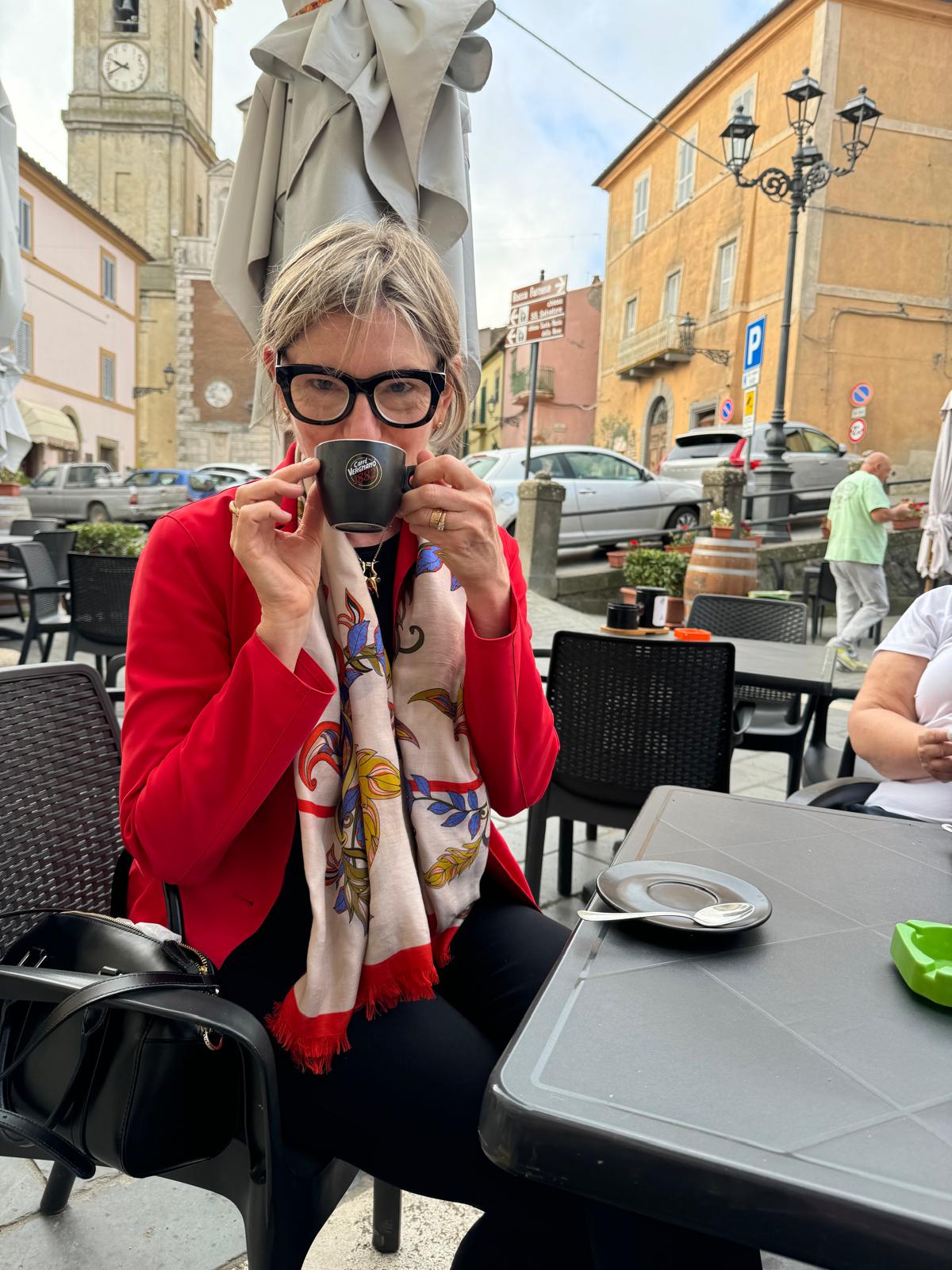 The Last Sipper, enjoying an expresso in Farnese