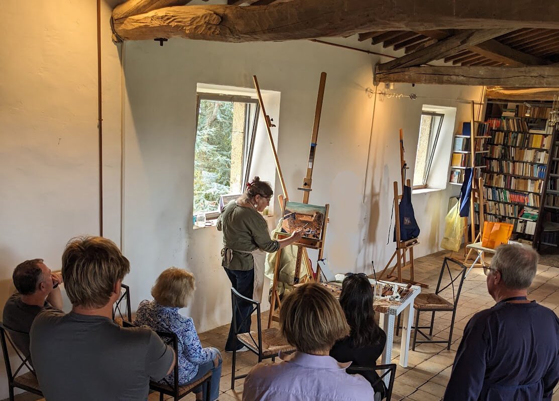 Jill oil painting demonstration in Italy