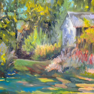 Oil Painting of Shed in the summer at Weir National Historic Site